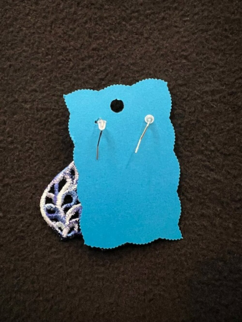 Homemade Varigated Blue Lace Teardrop Earrings - Picture 4 of 5